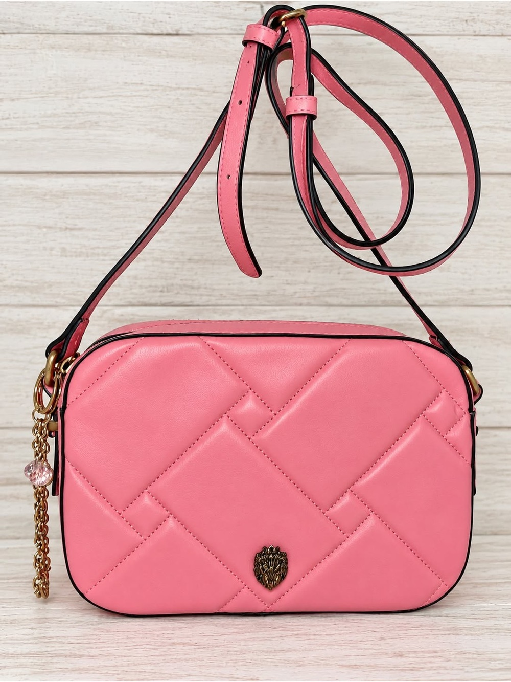 Kurt Geiger Pink Quilted Crossbody with Gold Charm